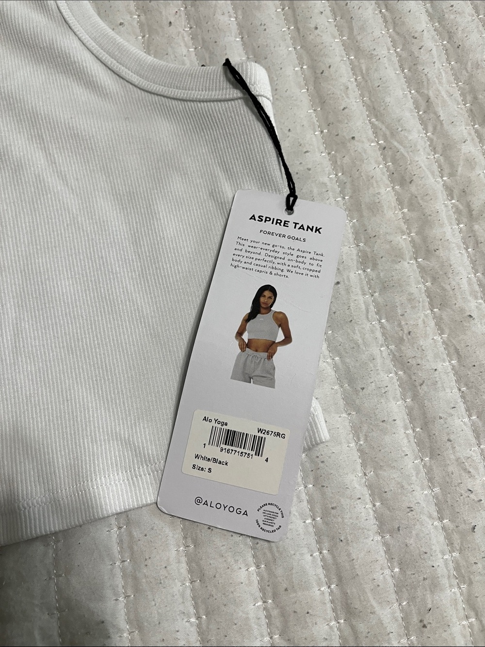 ALO Yoga White Ribbed Racerback Crop Tank - Picture 2 of 3